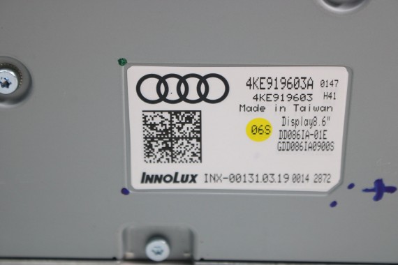 AUDI E TRON MONITOR EKRAN LCD WYŚWIETLACZ 4KE919603A 4KE 919 603 A 8"6 CALA ETRON E-TRON panel klimy klimatyzacji 4KE919603