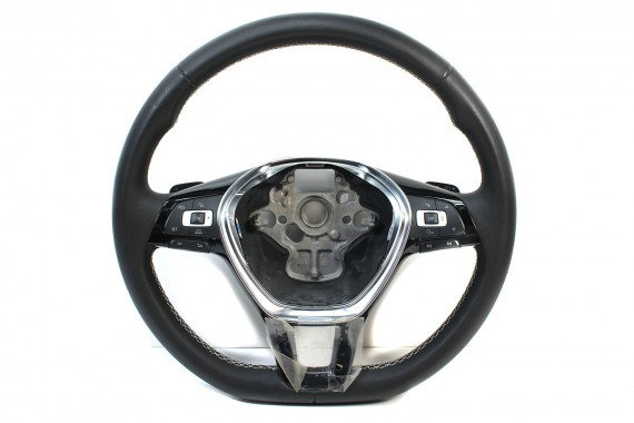 VW GOLF 7 B8 KIEROWNICA BIEGI SKÓRA 5G0419091DL 5G0419091GD 5G0 419 091 DL RIE - czarny / srebrnoszary biała nić 5G0419091DL