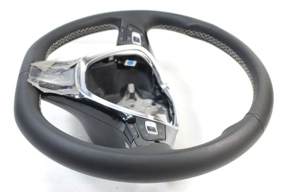 VW GOLF 7 B8 KIEROWNICA BIEGI SKÓRA 5G0419091DL 5G0419091GD 5G0 419 091 DL RIE - czarny / srebrnoszary biała nić 5G0419091DL