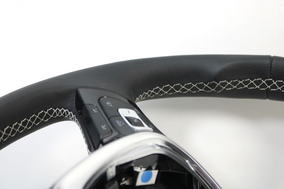 VW GOLF 7 B8 KIEROWNICA BIEGI SKÓRA 5G0419091DL 5G0419091GD 5G0 419 091 DL RIE - czarny / srebrnoszary biała nić 5G0419091DL