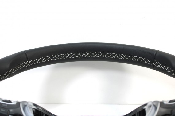 VW GOLF 7 B8 KIEROWNICA BIEGI SKÓRA 5G0419091DL 5G0419091GD 5G0 419 091 DL RIE - czarny / srebrnoszary biała nić 5G0419091DL