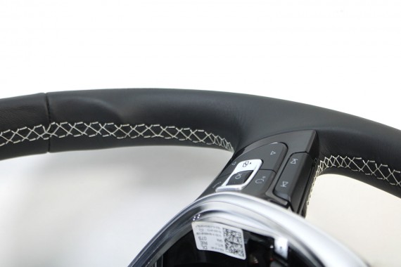 VW GOLF 7 B8 KIEROWNICA BIEGI SKÓRA 5G0419091DL 5G0419091GD 5G0 419 091 DL RIE - czarny / srebrnoszary biała nić 5G0419091DL