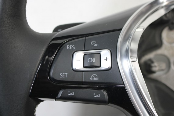 VW GOLF 7 B8 KIEROWNICA BIEGI SKÓRA 5G0419091DL 5G0419091GD 5G0 419 091 DL RIE - czarny / srebrnoszary biała nić 5G0419091DL