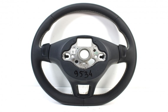 VW GOLF 7 B8 KIEROWNICA BIEGI SKÓRA 5G0419091DL 5G0419091GD 5G0 419 091 DL RIE - czarny / srebrnoszary biała nić 5G0419091DL