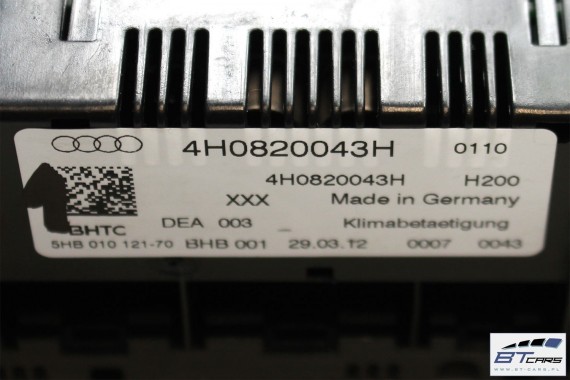 AUDI A8 S8 PANEL KLIMATYZACJI 4H0820043H 4H0820043E 4H0820043L moduł sterownik nawiewu klimy przedni przód 4H0820043H 4H0820043E