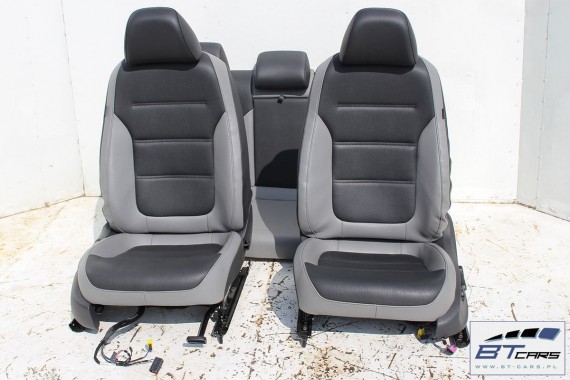 VW JETTA FOTELE KOMPLET FOTELI siedzeń siedzenia fotel tapicerka 5C0 5C 2010- skóra w kolorze czarnym i szarym USA