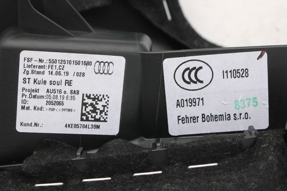 AUDI E TRON FOTELE KOMPLET FOTELI siedzeń siedzenia tapicerka ETRON 4KE kolor czarny