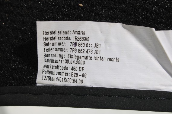 VW TOUAREG DYWANIKI WYCIERACZKI PODŁOGI 7P1863011 7P1863560 7P1 863 011 7P JB1 czarny tytanowy wykładziny 7P1862477 7P1863559