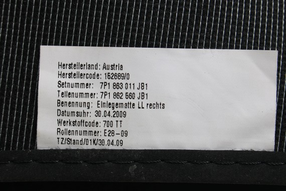 VW TOUAREG DYWANIKI WYCIERACZKI PODŁOGI 7P1863011 7P1863560 7P1 863 011 7P JB1 czarny tytanowy wykładziny 7P1862477 7P1863559