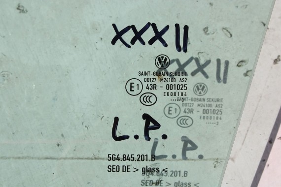 VW GOLF 7 SZYBA DRZWI LEWE 5G4845201B lewa przód przednia kierowcy 5G4845201 5G4845201A 5G4 2013 zielony drzwiowa 5G E1 AS2 VII