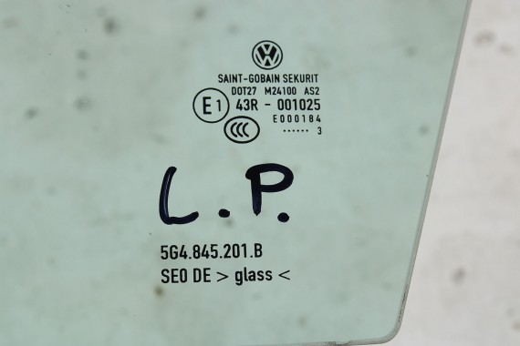 VW GOLF 7 SZYBA DRZWI LEWE 5G4845201B lewa przód przednia kierowcy 5G4845201 5G4845201A 5G4 2013 zielony drzwiowa 5G E1 AS2 VII