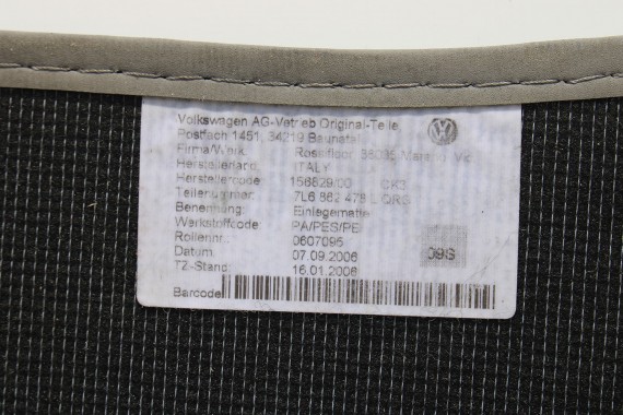 VW TOUAREG DYWANIKI WYCIERACZKI PODŁOGI 7L6862477L 7L6862478 wykładziny tył tylne GP FL LIFT QRG CK3 7L6862477L 7L6862478L L+P