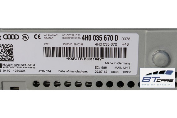 AUDI A8 CZYTNIK MMI NAVI DVD SD SIM 3G+ 4H0035670D 4H0035670 NAWIGACJI 4H0 035 670 D MID HIGH 4H0035670D 4H0035670DX 4H0035670D