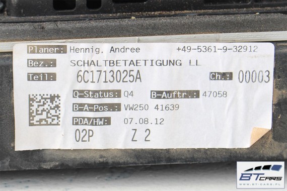 VW POLO SKODA SEAT WYBIERAK SKRZYNI 6C1713025A 6C0713265 lewarek  6C1713025R 6C1713025AB dźwignia 6C1713025AG 6C1713025R