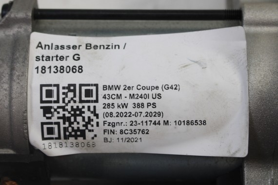 BMW 4 G23 ROZRUSZNIK DENSO 8671505 silnik benzynowy 38004552 63AT - M440I XD US 285 kW 388 PS 12V MS438004552 12418671505