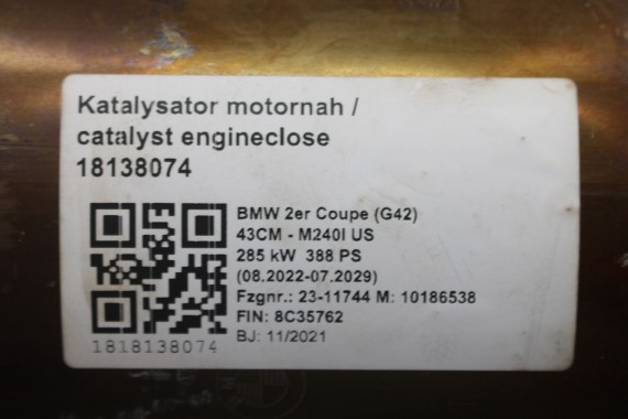 BMW 2 G42 KATALIZATOR 8653701 silnik benzynowy 8 653 701 807214 18 32 8689449 18328689449 BOYSEN