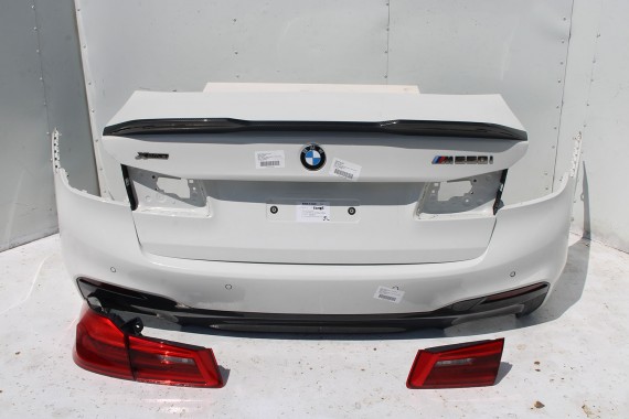 BMW M5 5 G30 TYŁ ZDERZAK + KLAPA BAGAŻNIKA LAMPY tylna 300 Alpinweiss Biały M pakiet Carbon 41007440695 51128067763 51192457441