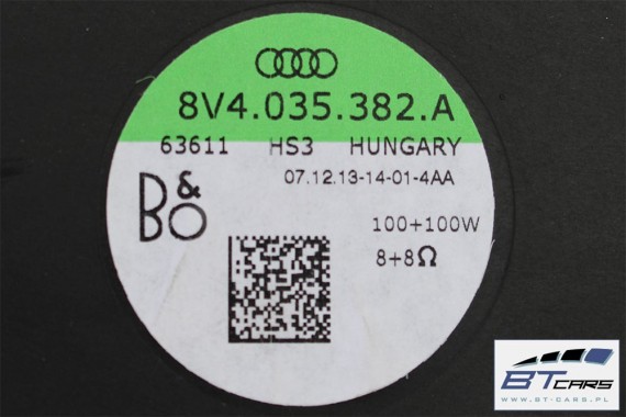 AUDI A3 SPORTBACK GŁOŚNIKI WZMACNIACZ NAGŁOŚNIENIE BANG & OLUFSEN 8V0035465 B 8V4035382A 8V4035411A 8V0035399B 8V0035415B 8V