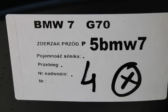 BMW 7 i7 G70 ZDERZAK PRZEDNI PRZÓD 416 Carbon-schwarz Czarny M PAKIET 5111 9464046 15857711 5111 9883454 9464046