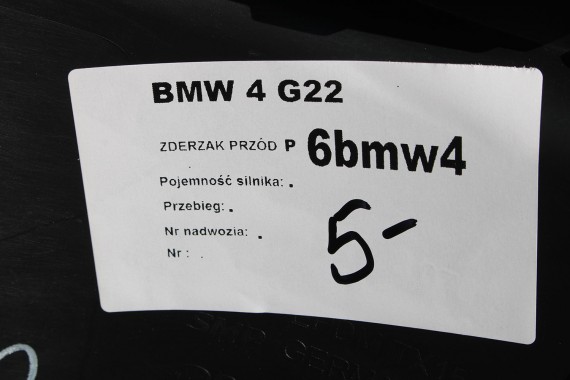 BMW 4 G22 G23 ZDERZAK PRZEDNI PRZÓD M pakiet Kolor: C36 Dravitgrau metallic Szary M pakiet M POWER