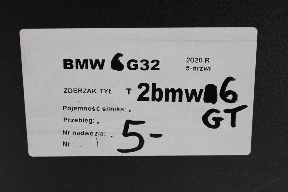 BMW 6 G32 LCi ZDERZAK TYŁ TYLNY M pakiet C4W Kolor: Skyscraper Grau MSP M POWER Gran Turismo  51128098561 63329129432 GT
