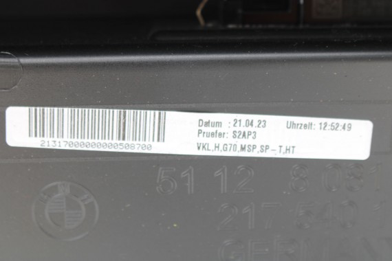 BMW 7 G70 ZDERZAK TYŁ TYLNY M pakiet 416 Kolor: Carbon-schwarz Czarny 51128081542 M POWER 66205A1A269 51128081511 5A74568
