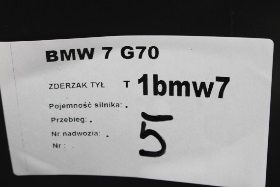 BMW 7 G70 ZDERZAK TYŁ TYLNY M pakiet 416 Kolor: Carbon-schwarz Czarny 51128081542 M POWER 66205A1A269 51128081511 5A74568