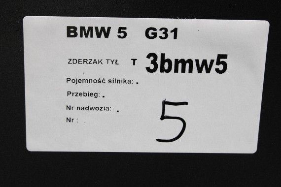 BMW 5 G31 KOMBI LCi ZDERZAK TYŁ TYLNY M pakiet 416 Kolor: C4W SKYSCRAPER GRAU MSP 51128080630 M POWER 51128098694 M550