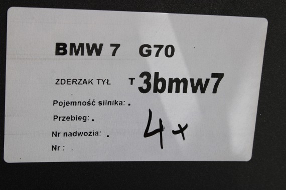 BMW 7 G70 ZDERZAK TYŁ TYLNY M pakiet C5A Kolor: C5A FROZEN PURE GREY-MET 51128081542 M POWER 66205ADA19 51128081511 51128081541
