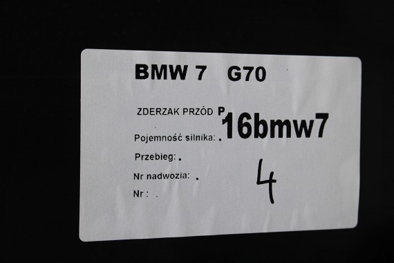 BMW 7 i7 G70 ZDERZAK PRZEDNI PRZÓD A96 Mineral-weiss metallic Biały M PAKIET 5111 9464046 15857711 5111 9883454 9464046 USA
