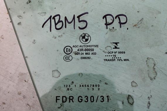 BMW M5 5 G30 G31 F90 SZYBA DRZWI 51337339455 51337339456 drzwiowa 5133 7339455 5133 7339456 przód przednia 51 33 7 339 455 2016