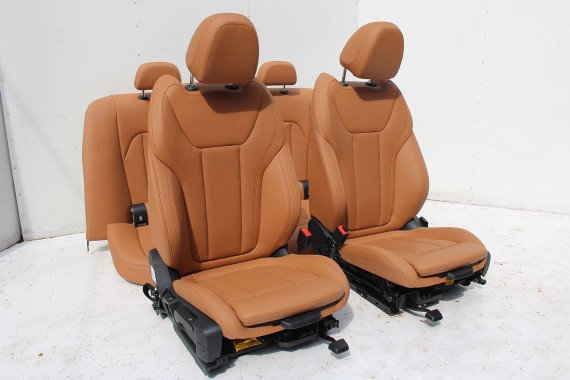 BMW 3 G20 FOTELE KOMPLET FOTELI siedzeń siedzenia tapicerka KHKC Sensatec perforiert/cognac erweitert + boczki + podłokietnik