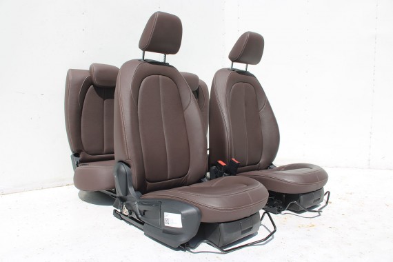 BMW X1 F48 FOTELE KOMPLET FOTELI siedzeń siedzenia tapicerka PDMZ Leder Dakota perforiert/mocca + boczki drzwiowe + podłokietnik