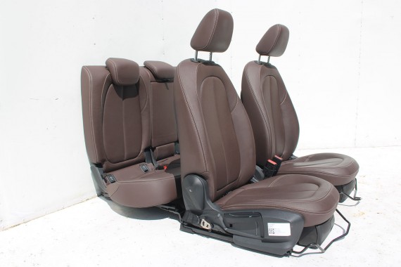 BMW X1 F48 FOTELE KOMPLET FOTELI siedzeń siedzenia tapicerka PDMZ Leder Dakota perforiert/mocca + boczki drzwiowe + podłokietnik