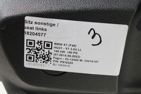 BMW X1 F48 FOTELE KOMPLET FOTELI siedzeń siedzenia tapicerka PDMZ Leder Dakota perforiert/mocca + boczki drzwiowe + podłokietnik