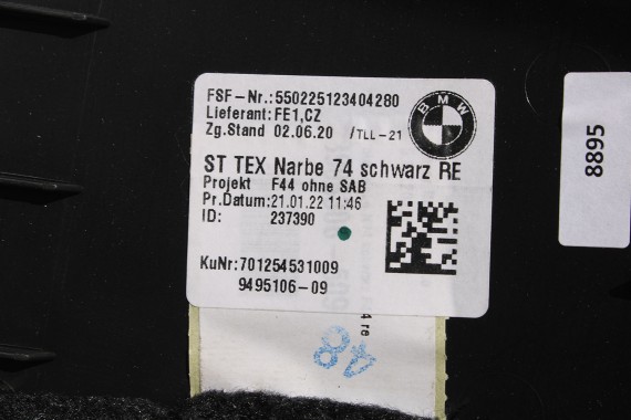 BMW 2 F44 FOTELE KOMPLET FOTELI siedzeń siedzenia tapicerka M PAKIET KCSW Sensatec/schwarz + boczki drzwiowe LCi GRAND COUPE
