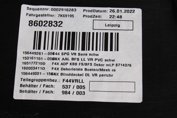 BMW 2 F44 FOTELE KOMPLET FOTELI siedzeń siedzenia tapicerka M PAKIET KCSW Sensatec/schwarz + boczki drzwiowe LCi GRAND COUPE