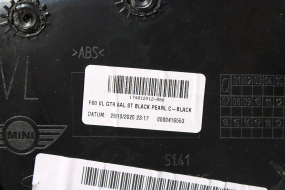 MINI COUNTRYMAN F60 FOTELE KOMPLET FOTELI siedzeń siedzenia tapicerka +boczki drzwiowe KDE1 Stoff/Leatherette Pearl/carbon-black