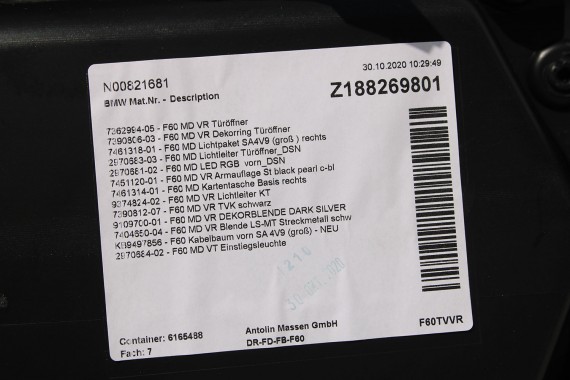 MINI COUNTRYMAN F60 FOTELE KOMPLET FOTELI siedzeń siedzenia tapicerka +boczki drzwiowe KDE1 Stoff/Leatherette Pearl/carbon-black
