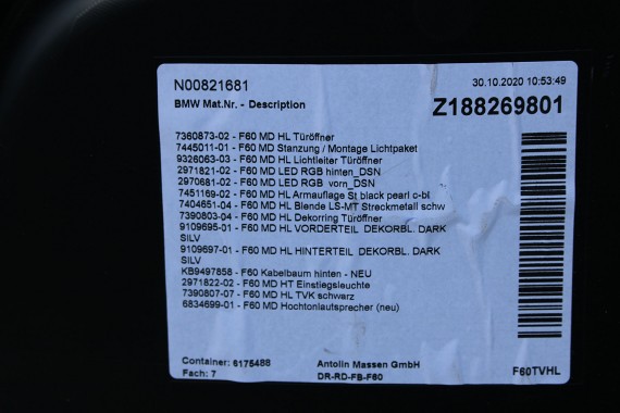 MINI COUNTRYMAN F60 FOTELE KOMPLET FOTELI siedzeń siedzenia tapicerka +boczki drzwiowe KDE1 Stoff/Leatherette Pearl/carbon-black