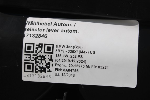 BMW 3 M3 G20 G21 TUNEL + PODŁOKIETNIK 6806777 TUNEL ŚRODKOWY  51166806777 Mokka niebieska nić konsola środkowa