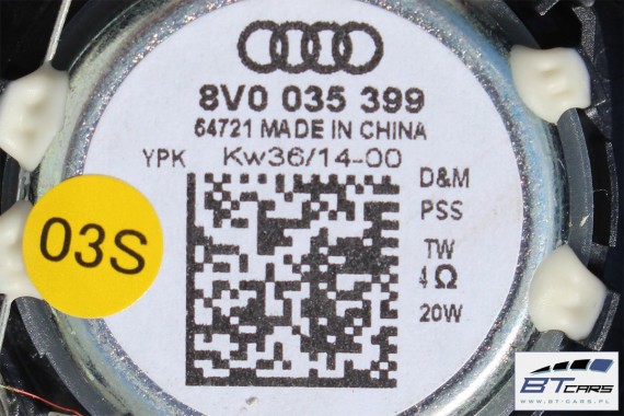 AUDI A3 SEDAN SPORTBACK GŁOŚNIKI KOMPLET 8V0035399 8V4035411 8V4035415 ZESTAW NAGŁOŚNIENIE 8V0035399 8V4035411 8V4035415 8V4 8V5