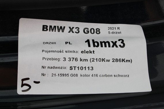 BMW X3 G08 IX3 DRZWI LEWE PRZÓD + TYŁ STRONA LEWA przednie + tylne 2 sztuki 41002459940 41002459942 41 00 2459940 2459942 F97