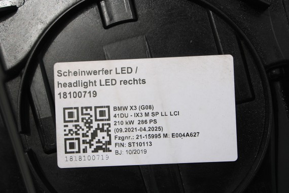 BMW X3 G08 LAMPY PRZÓD lampa Adaptive Led 9491680 9491679 G01 X4 G02 9 491 679 9 491 680 full led fullled G01