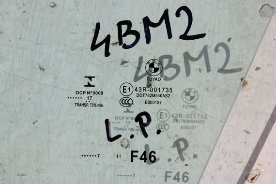 BMW 2 F46 SZYBA DRZWI przód przednia 51337321059 51337321060 rzwiowa 5133 7321059 5133 7321060 drzwiowa Grand Tourer AS2 E1 2017
