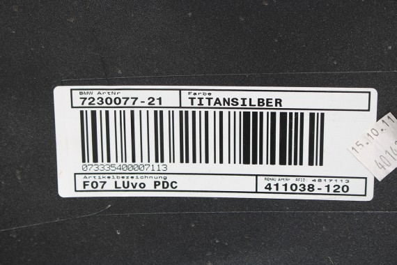 BMW 5 F07 PRZÓD maska błotniki zderza przedni lampy błotnik Kolor 5GT Gran Turismo 354 Titansilber Metallic  63217199602 GT