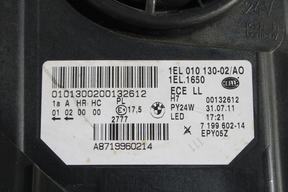 BMW 5 F07 PRZÓD maska błotniki zderza przedni lampy błotnik Kolor 5GT Gran Turismo 354 Titansilber Metallic  63217199602 GT