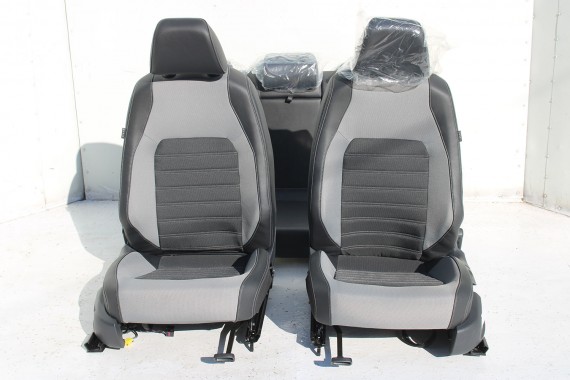 VW JETTA 5C FL FOTELE KOMPLET FOTELI siedzeń siedzenia fotel tapicerka 5C0 5C 2010- skóra w kolorze czarnym i szarym LIFT