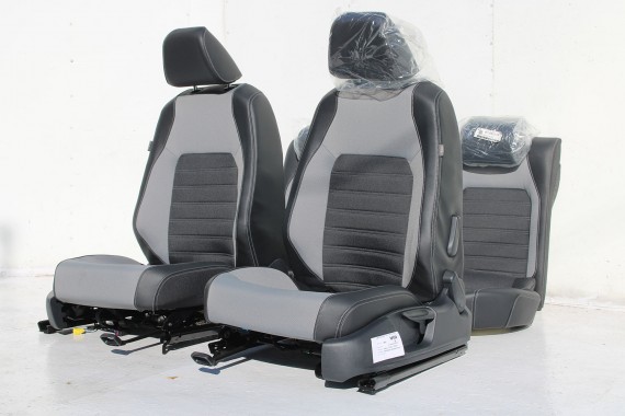 VW JETTA 5C FL FOTELE KOMPLET FOTELI siedzeń siedzenia fotel tapicerka 5C0 5C 2010- skóra w kolorze czarnym i szarym LIFT