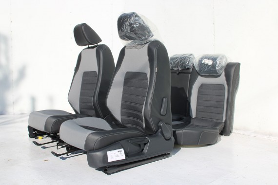VW JETTA 5C FL FOTELE KOMPLET FOTELI siedzeń siedzenia fotel tapicerka 5C0 5C 2010- skóra w kolorze czarnym i szarym LIFT